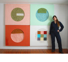 Load image into Gallery viewer, Woven In Wood Dark Green and Light Pink