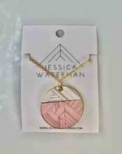 Load image into Gallery viewer, Circle Trimscape Necklace - Pink and White
