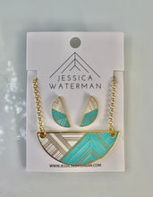 Load image into Gallery viewer, Semicircle Trimscape Jewelry Set - Aqua and White
