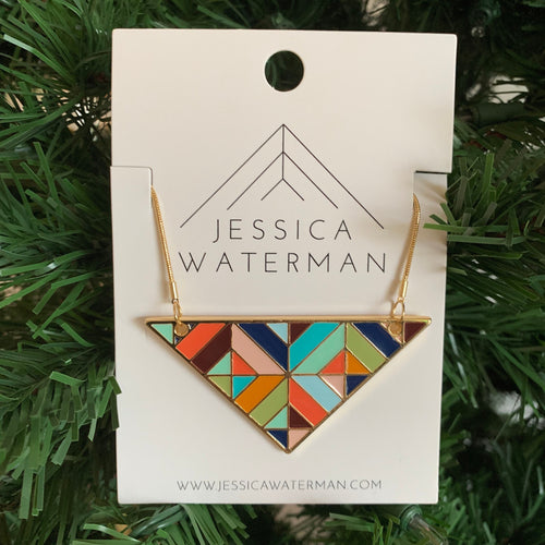 Multicolour triangle necklace.