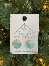 Load image into Gallery viewer, Circle Trimscape Earrings - Aqua and White
