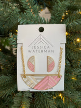 Load image into Gallery viewer, Semicircle Trimscape Jewelry Set - Pink and White
