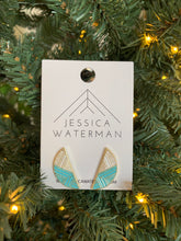 Load image into Gallery viewer, Semicircle Trimscape Earrings - Aqua and White
